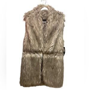 Zara Basic Faux Fur Feather Waist Closure Mob Wife Vest Size Large